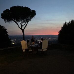 castel di poggio dinner at sunset